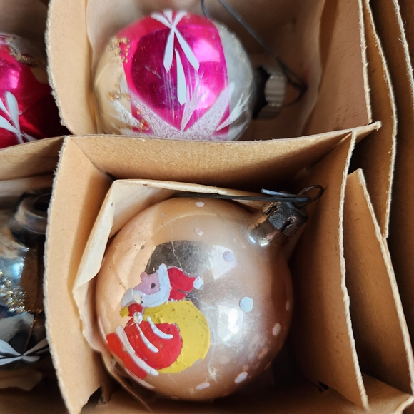 Vintage Glass Christmas Ornaments Set - Picture 4 of 9